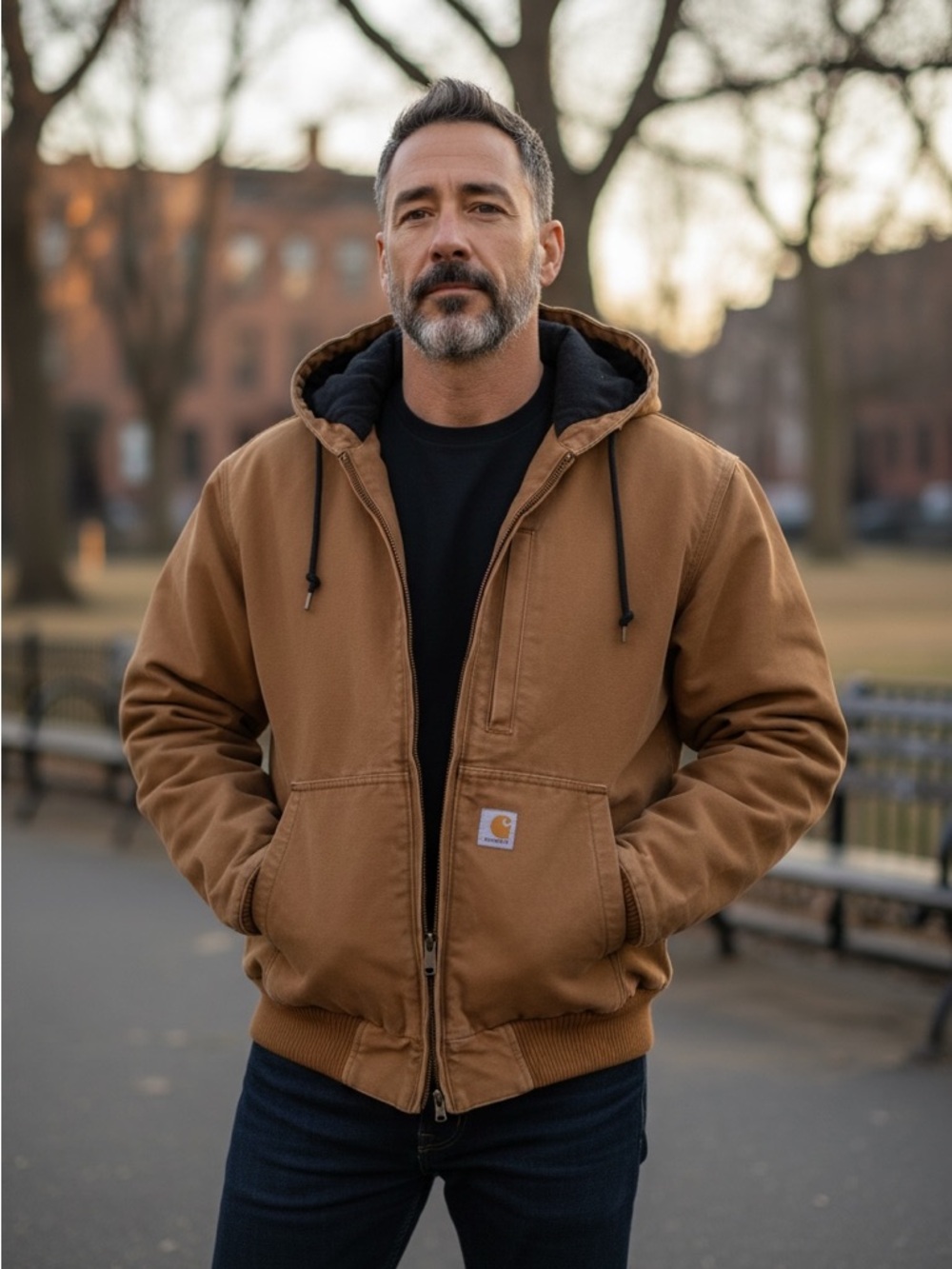 Carhartt Full Swing Duck Jacket Brown Hooded Workwear Coat Mens Small S 103371 R